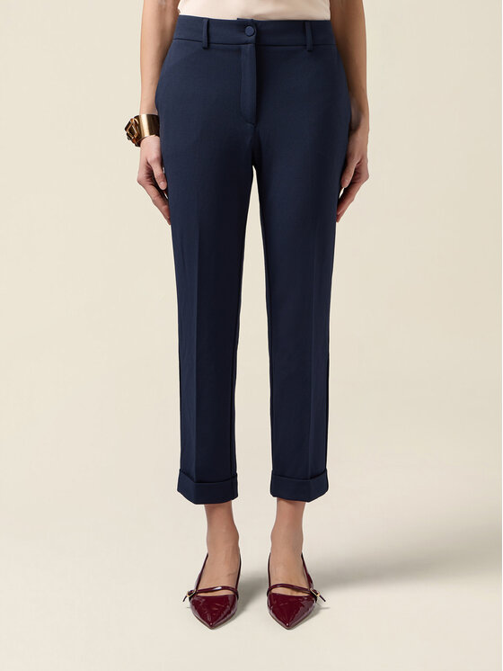 Oltre Oltre Pantaloni di tessuto P079R108899N034 Blu Cropp Fit