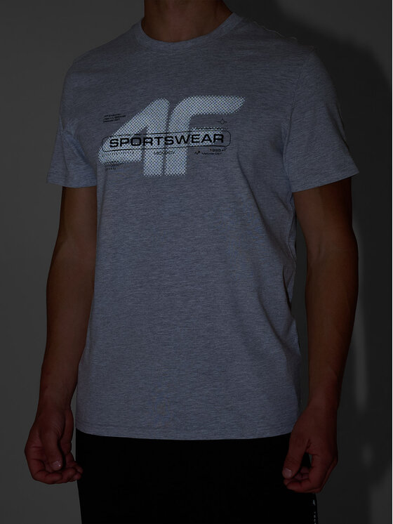 4F 4F T-Shirt 4FWAW26TTSHM3565-27M Szary jasny Active Fit