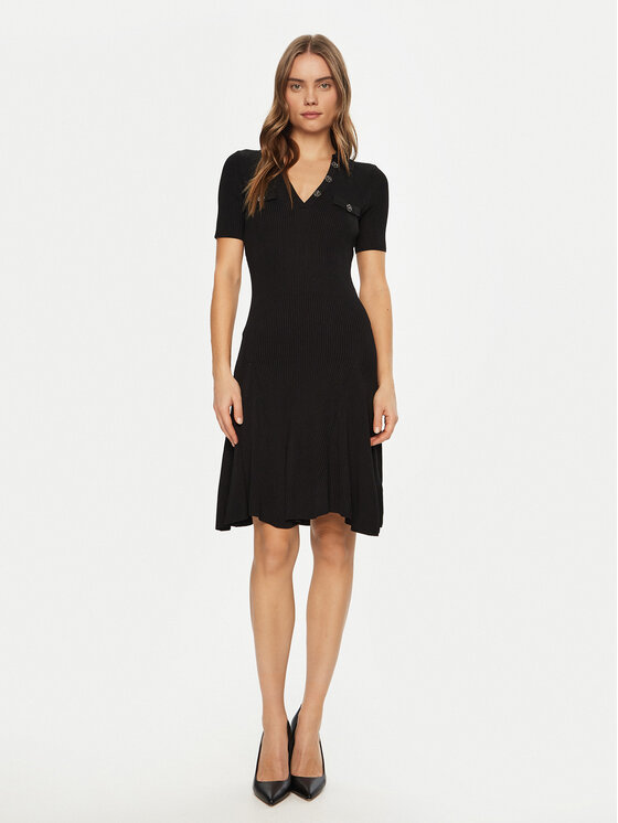 Guess Guess Sukienka dzianinowa W5RK18 Z2U00 Czarny Regular Fit