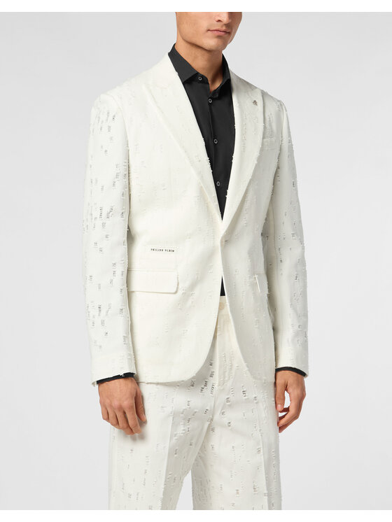 PHILIPP PLEIN PHILIPP PLEIN Marynarka 23179 Biały Regular Fit