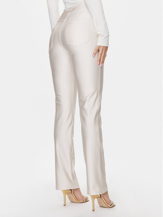 Guess Guess Hlače iz tkanine Carly W4RB60 KC4C0 Écru Slim Fit