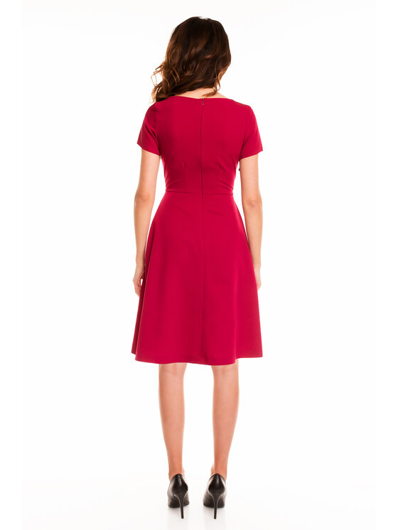 Awama Awama Sukienka letnia A130 Bordowy Basic Fit