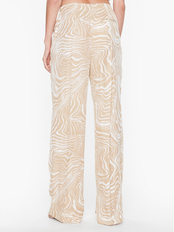 Calvin Klein Calvin Klein Spodnie materiałowe Wave Print Wide K20K205220 Beżowy Regular Fit