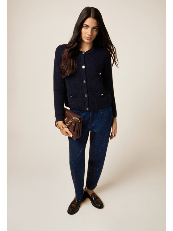 Oltre Oltre Cardigan M360J005100N034 Blu Boxy Fit