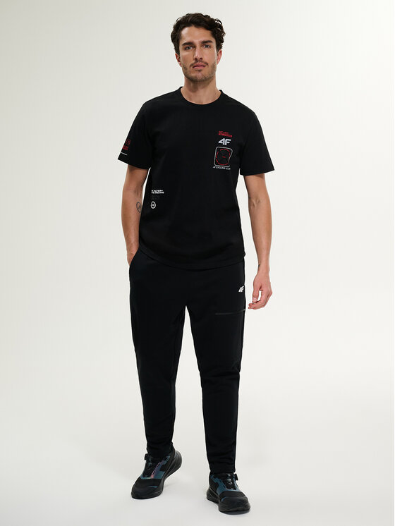 4F 4F T-Shirt WHEEL & WAVE Czarny Regular Fit