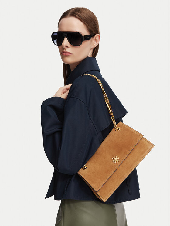 Tory Burch Torbica Kira Turnlock Suede Shoulder Bag 178857 Smeđa