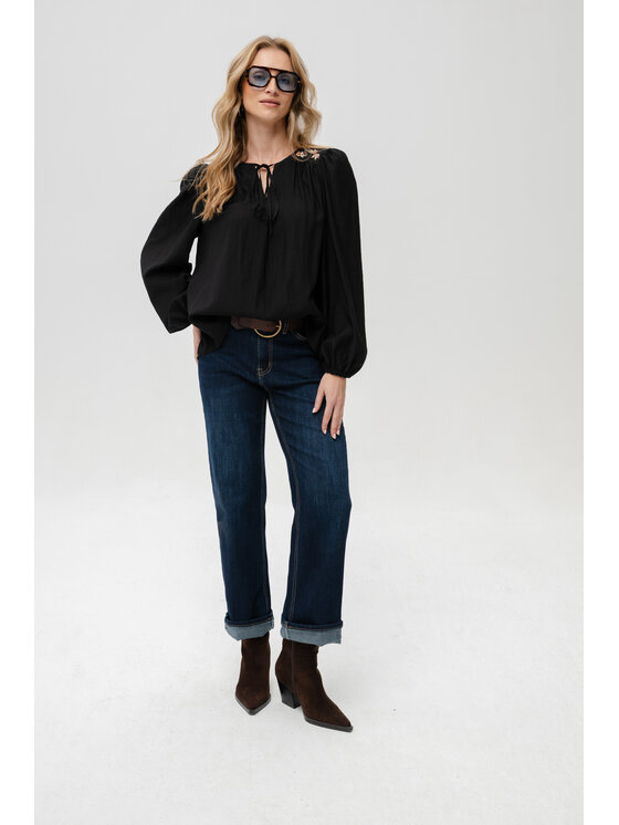 blue shadow blue shadow Bluzka Roko Czarny Regular Fit