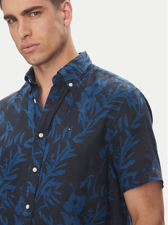 Tommy Hilfiger Tommy Hilfiger Košeľa Tropical MW0MW38586 Tmavomodrá Regular Fit