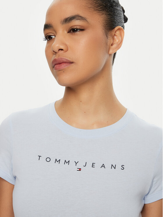 Tommy Jeans Tommy Jeans Tricou Linear DW0DW18398 Albastru celest Slim Fit