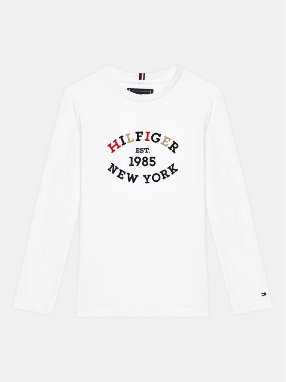 Tommy Hilfiger Bluză Monotype Flock KB0KB08659 S Alb Regular Fit
