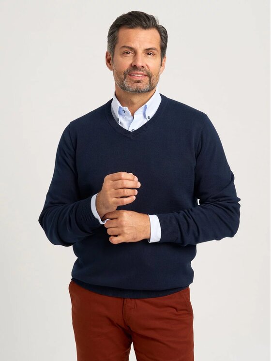 Willsoor Willsoor Sweter 71404 Granatowy Regular Fit