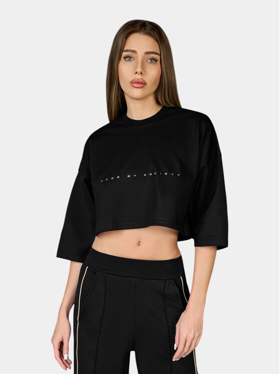 MADE BY SOCIETY MADE BY SOCIETY T-Shirt Tricou TERRITORY - T27365 Czarny Basic Fit