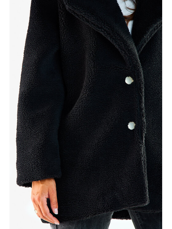 Awama Awama Płaszcz A534 Czarny Basic Fit