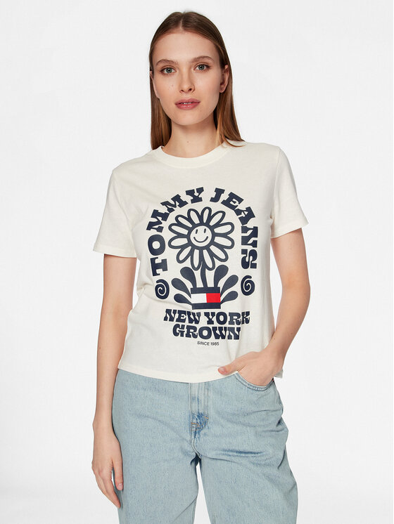 Tommy Jeans T-krekls Homegrown DW0DW15471 Écru Regular Fit