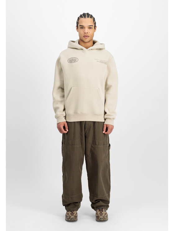Alpha Industries Alpha Industries Bluza World Logo Backprint Hoodie Beżowy Loose Fit