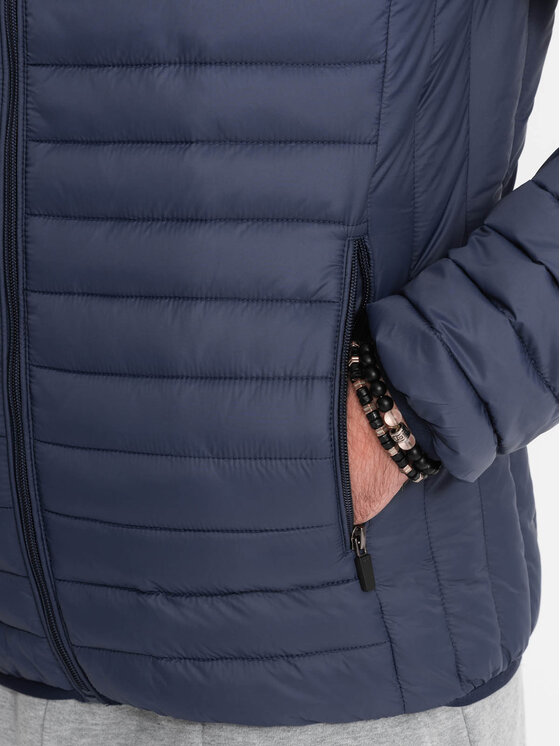 Ombre Ombre Kurtka przejściowa OM-JALP-0156 Granatowy Regular Fit