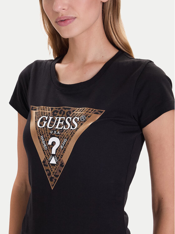 Guess Guess T-Shirt W5BI28 J1314 Μαύρο Slim Fit