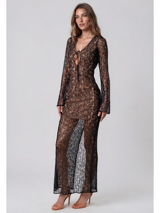 sax35th sax35th Sukienka wieczorowa BELLA Czarny Slim Fit