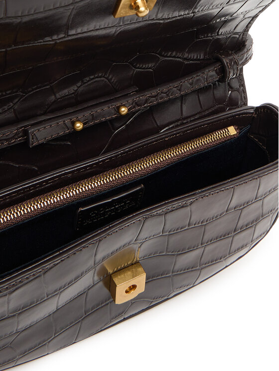 Tommy Hilfiger Tommy Hilfiger Ročna torba Party Le Mini Crossover Croc AW0AW18203 Rjava