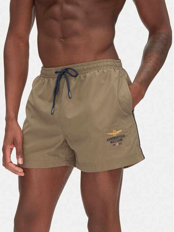 Aeronautica Militare Aeronautica Militare Pantaloni scurți pentru înot 251BW223CT2967 Kaki Regular Fit