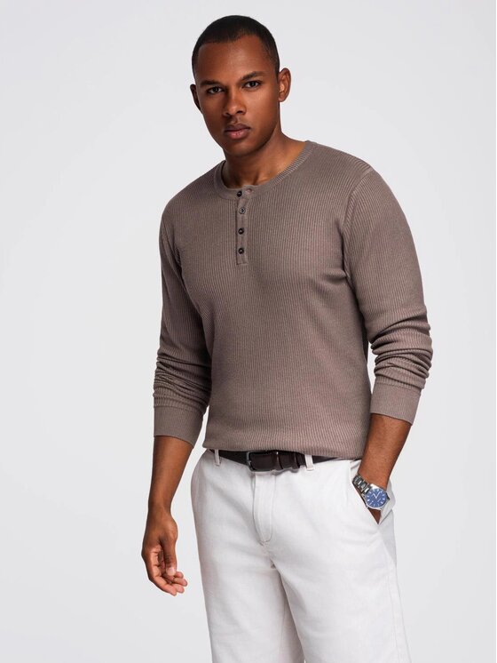 Ombre Ombre Svetr OM-SWSW-0182 Hnědá Regular Fit