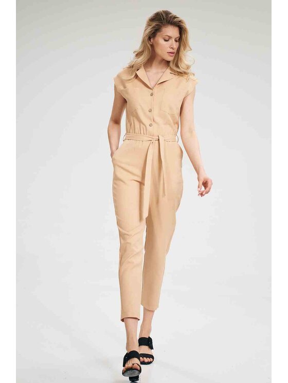 FIGL FIGLFIGL Jumpsuit M695 Beige Regular Fit