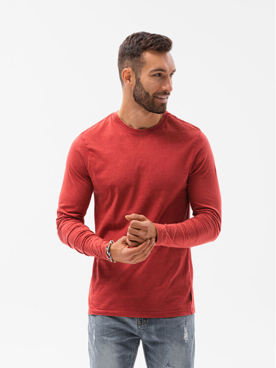 Ombre Ombre S dlouhým rukávem L131 Červená Slim Fit
