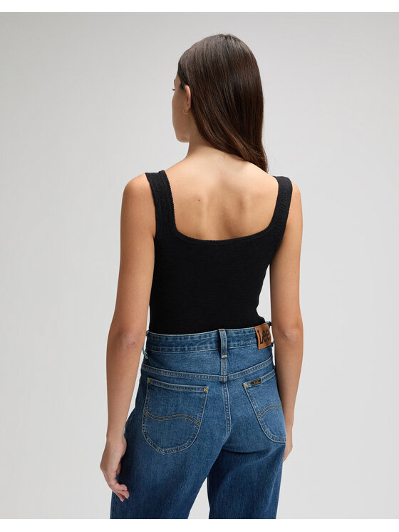 Lee Lee Koszula KNITTED TANK Czarny Slim Fit