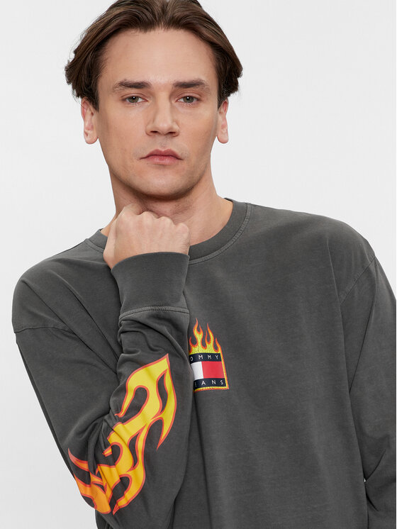 Tommy Jeans Tommy Jeans Hosszú ujjú Burning Badge DM0DM17741 Szürke Relaxed Fit
