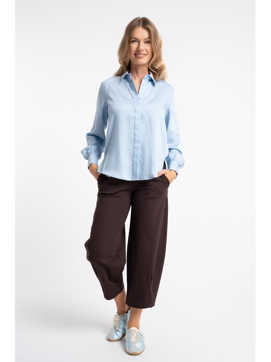 CLICK CLICK Παντελόνι υφασμάτινο 30-360 Καφέ Wide Fit