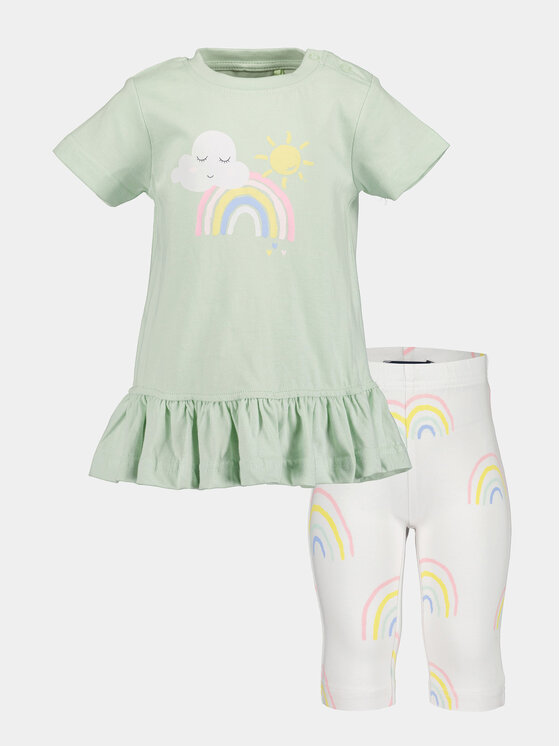 Blue Seven Blue Seven Set tricou și leggings 914525 X Verde Regular Fit