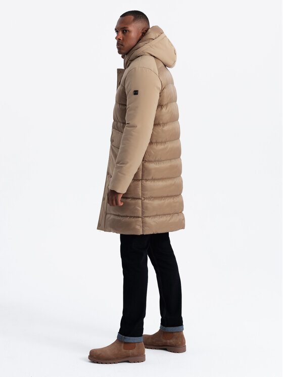 Ombre Ombre Vatovaná bunda OM-JALJ-0165 Béžová Regular Fit