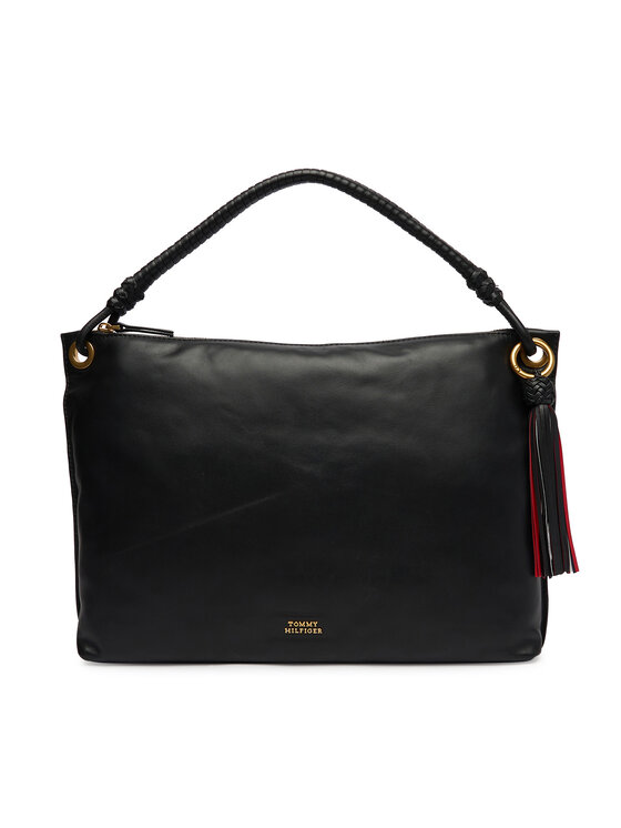 Tommy Hilfiger Tommy Hilfiger Kabelka Th Statement Leather Bag AW0AW18621 Černá