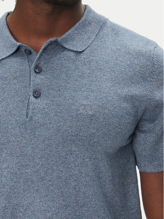Lindbergh Lindbergh Тениска с яка и копчета 30-800159 Син Slim Fit