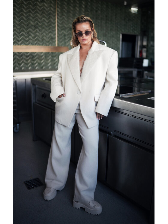 Magda Matyja Magda Matyja Spodnie materiałowe VALENTINA TROUSERS Beżowy Relaxed Fit