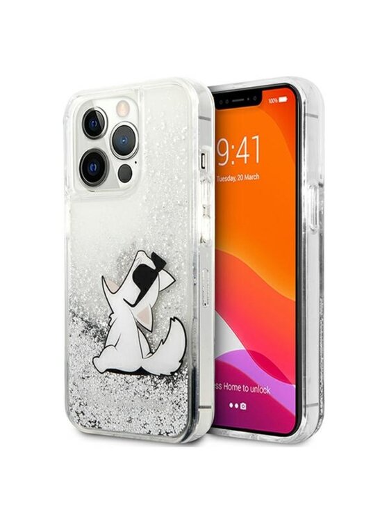 KARL LAGERFELD KARL LAGERFELD Etui na telefon Liquid Glitter Choupette Fun Srebrny