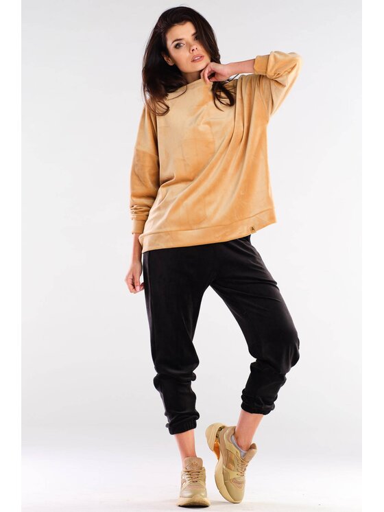 Awama Awama Bluza A410 Beżowy Basic Fit