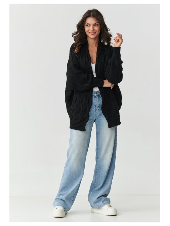 Makadamia Makadamia Kardigan S163 Czarny Loose Fit