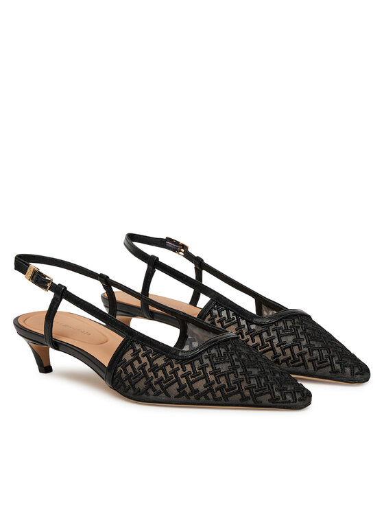 Tommy Hilfiger Tommy Hilfiger Szandál Mono Squared Toe Kitten Slingb FW0FW08746 Fekete