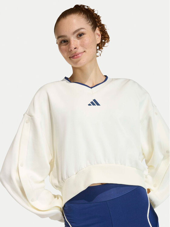 adidas adidas Mikina Stadium JZ1074 Biela Loose Fit