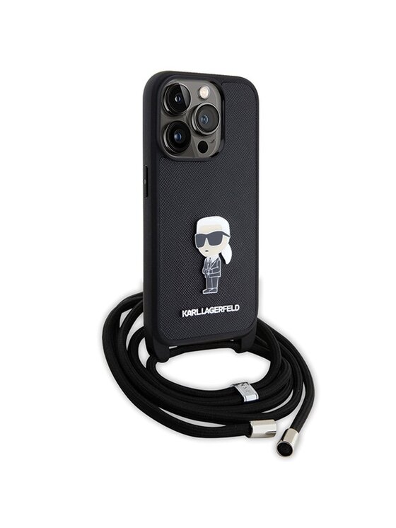 KARL LAGERFELD KARL LAGERFELD Etui na telefon Crossbody Saffiano Metal Monogram Czarny