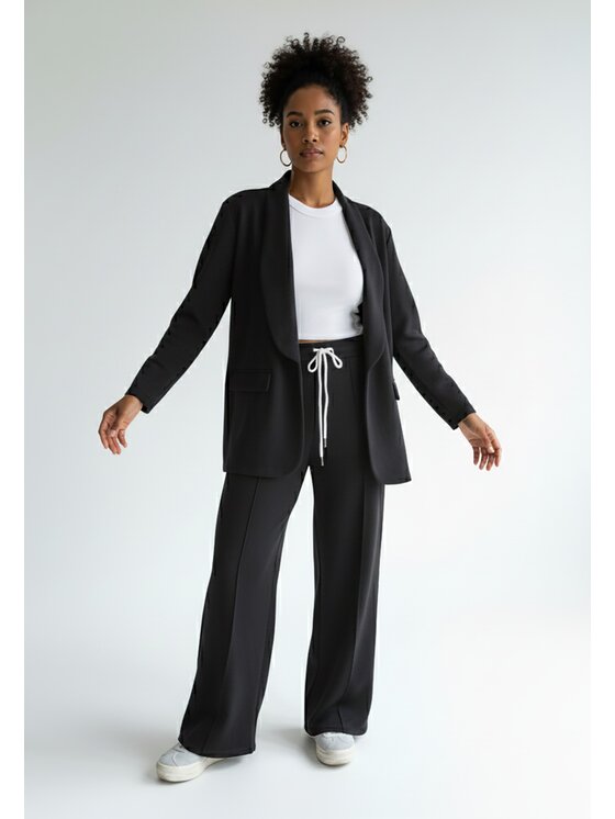 FIGL FIGL Komplet marynarka i spodnie materiałowe M1254 Czarny Regular Fit