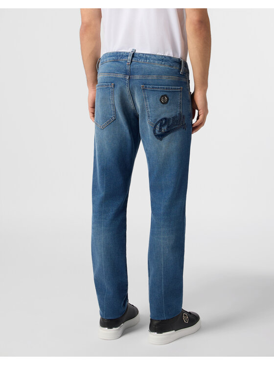 PHILIPP PLEIN PHILIPP PLEIN Jeansy 31231 Granatowy Straight Leg