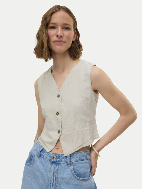 Vero Moda Kamizelka Caia 10333795 Beżowy Regular Fit