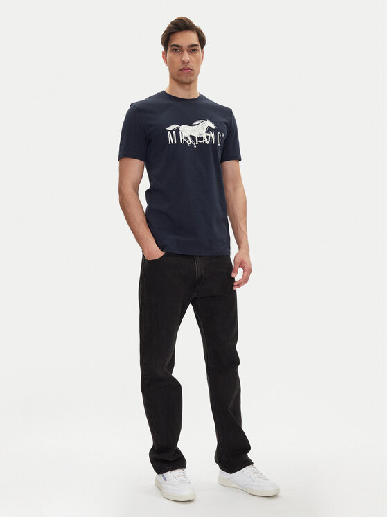 Mustang Mustang T-Shirt Austin 1016279 Tmavomodrá Regular Fit