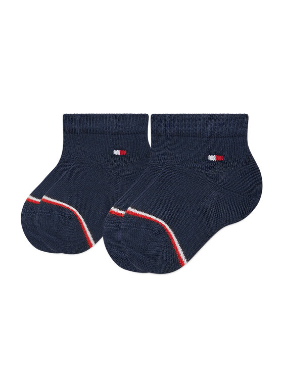 Tommy Hilfiger Súprava 2 párov vysokých detských ponožiek 701220516 Tmavomodrá