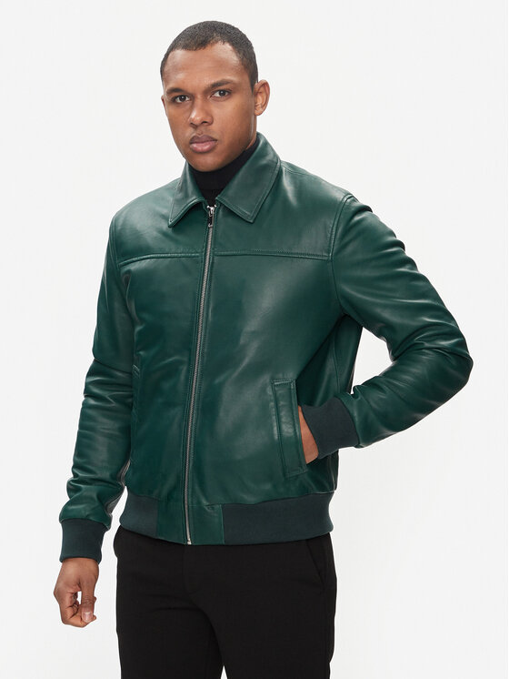 Serge Pariente Serge Pariente Nahkjope Amos Roheline Regular Fit