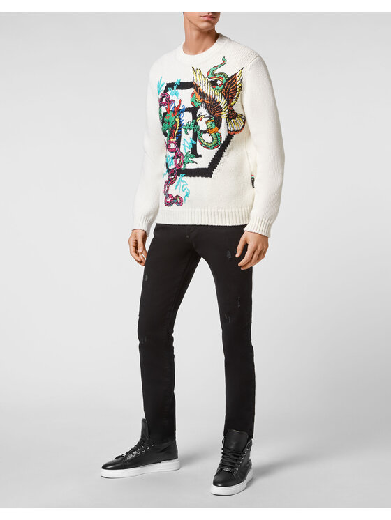 PHILIPP PLEIN PHILIPP PLEIN S dlouhým rukávem 3687 Bílá Regular Fit