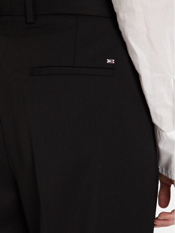 Tommy Hilfiger Tommy Hilfiger Hlače iz tkanine Timeless WW0WW48362 Črna Straight Fit