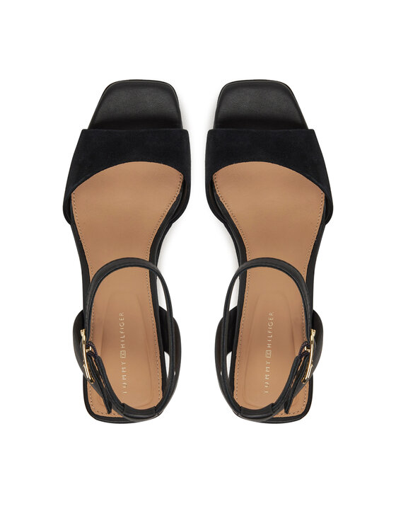 Tommy Hilfiger Tommy Hilfiger Espadrile Leather & Suede High Wedge Espad FW0FW08803 Negru
